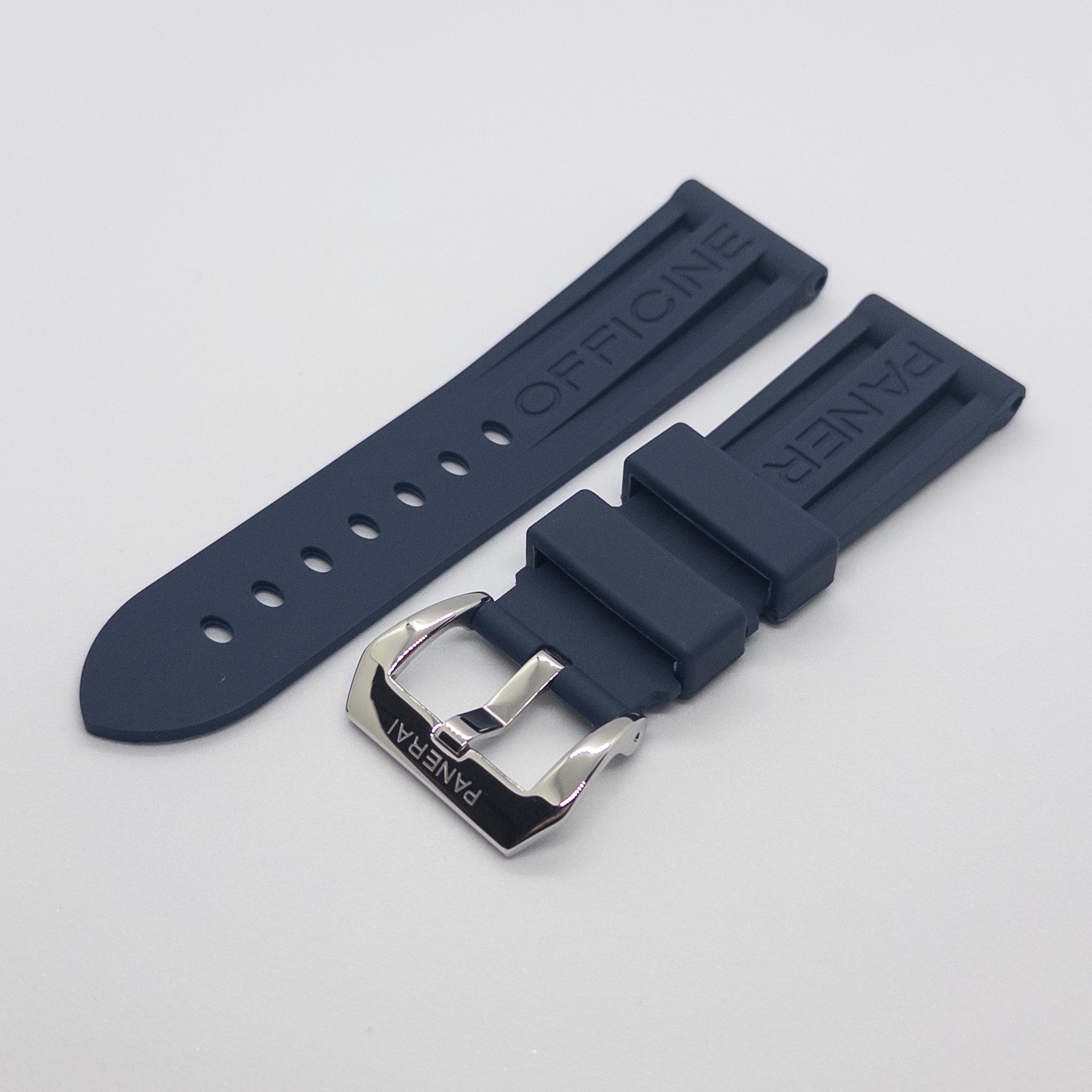 24mm Panerai Officine Dark Blue Rubber Strap With Steel Buckle – STRAPVERS