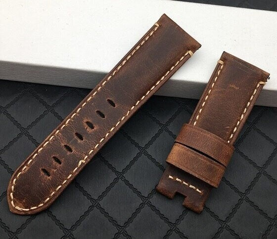 dark brown panerai leather watch strap 24mm width