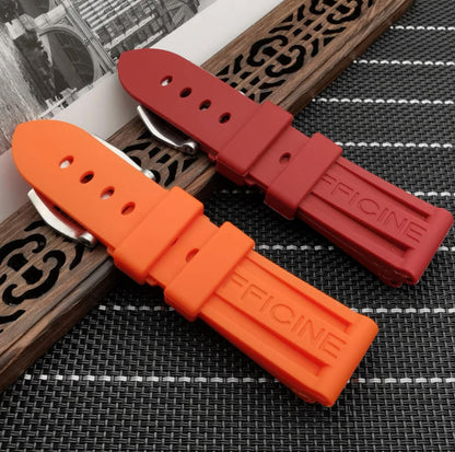 24MM Panerai Officine Rubber Watch Band Strap Bracelet with Buckle Diver Strap For 24mm Watch Replacement Band With Buckle Clasp