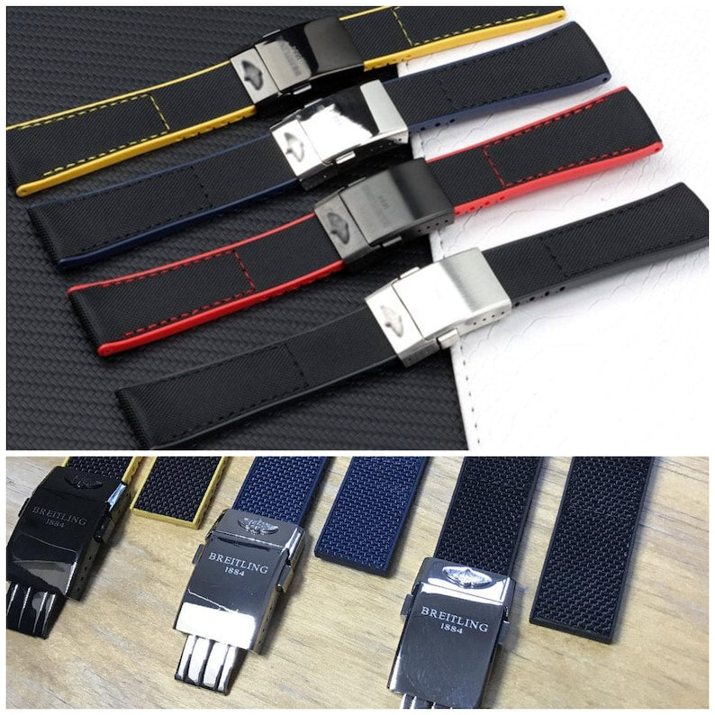 New 22mm BAND STRAP For Breitling High Quality Silicone Nylon Strap Black Blue Yellow Red band For Breitling Watch With Buckle breitl