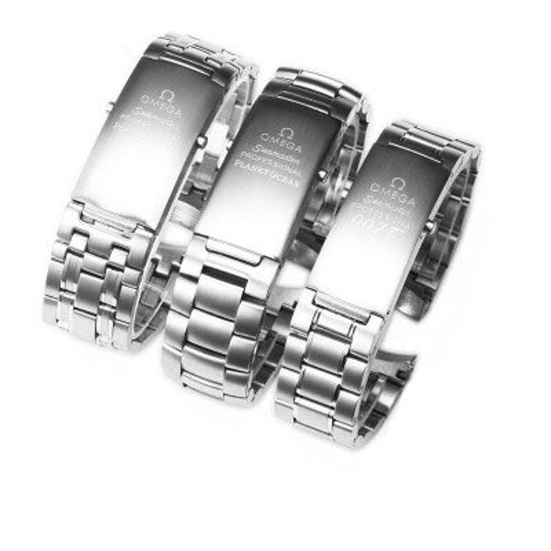 For Omega 20mm/22mm silver stainless steel watch band bracelet for omega Planet Ocean 007 Seamaster 300 strap